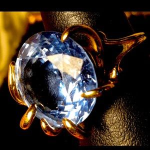 14k Vintage Cornflower Large Sapphire Ring